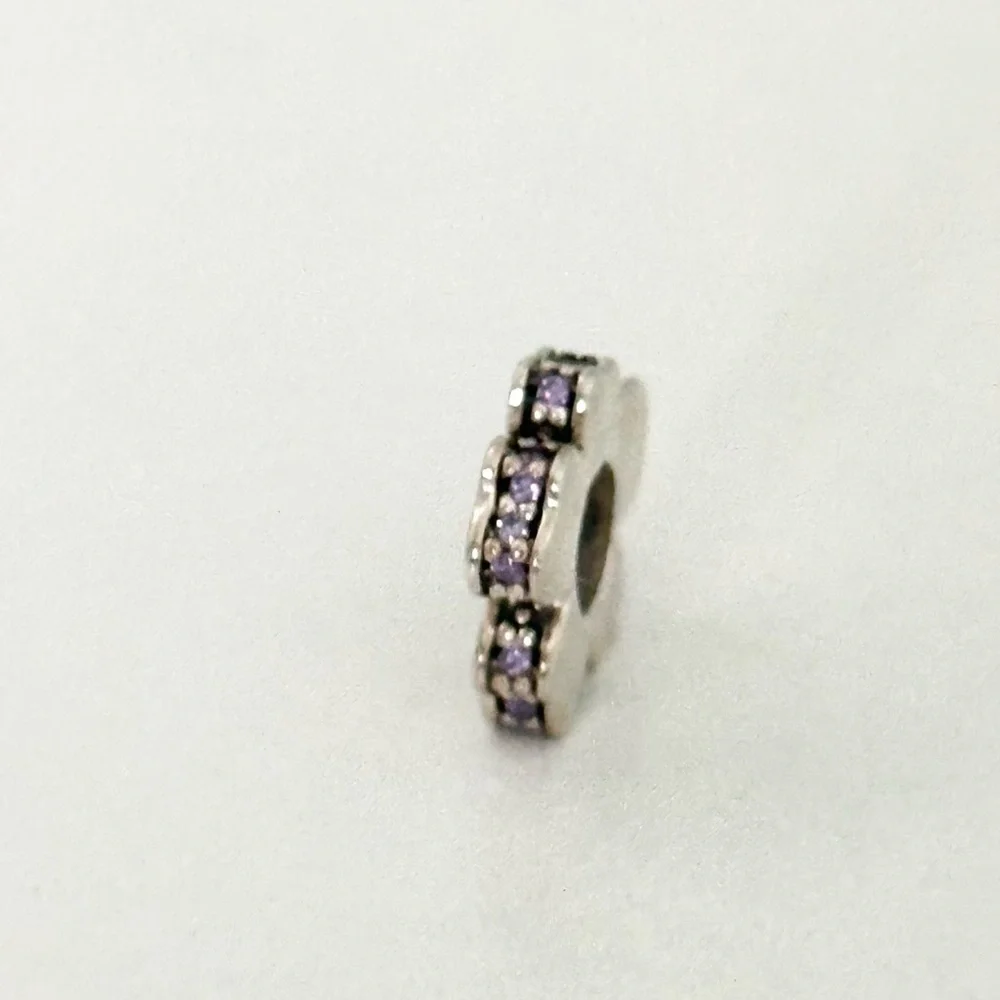 Pandora Purple CZ Wildflower Meadow Flower Spacer Rare Retired Bead Charm